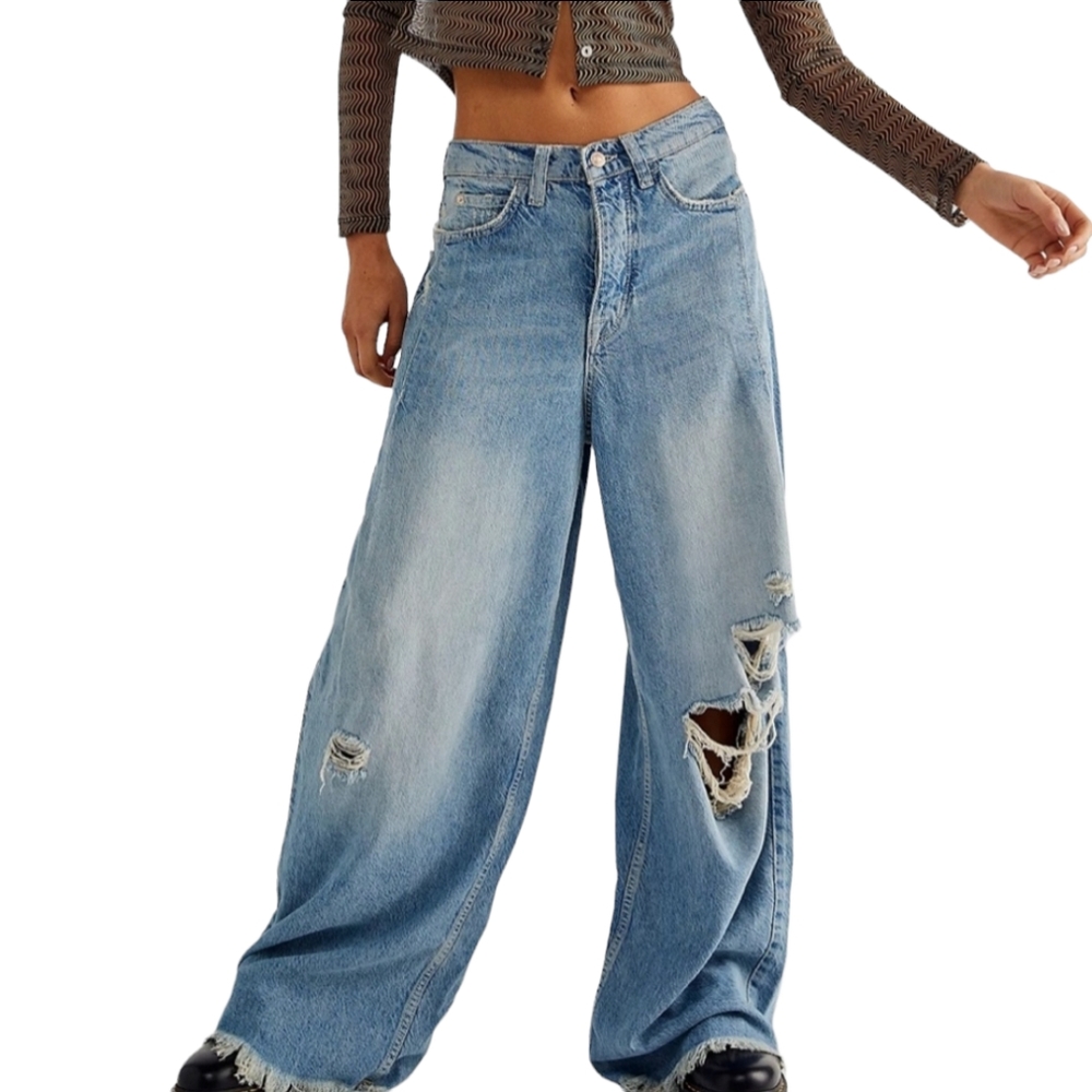 Free People Old West slouchy wide jeans